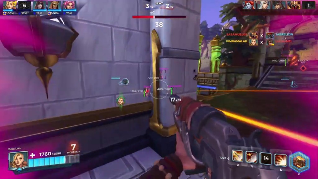 Paladins aimbot lock while peeking corner with ESP health through stone wall