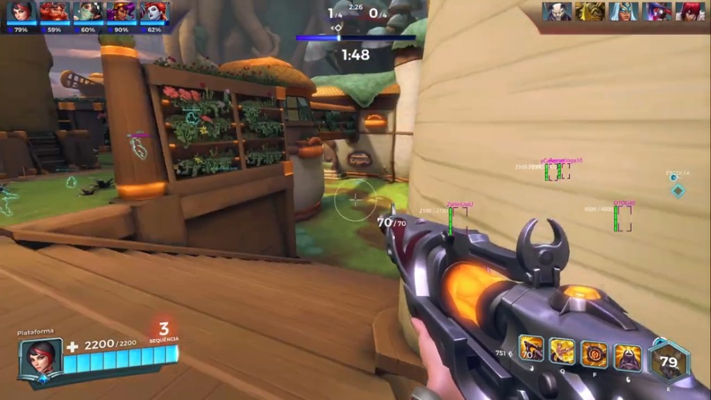 Paladins green box ESP with player names across courtyard map on PC